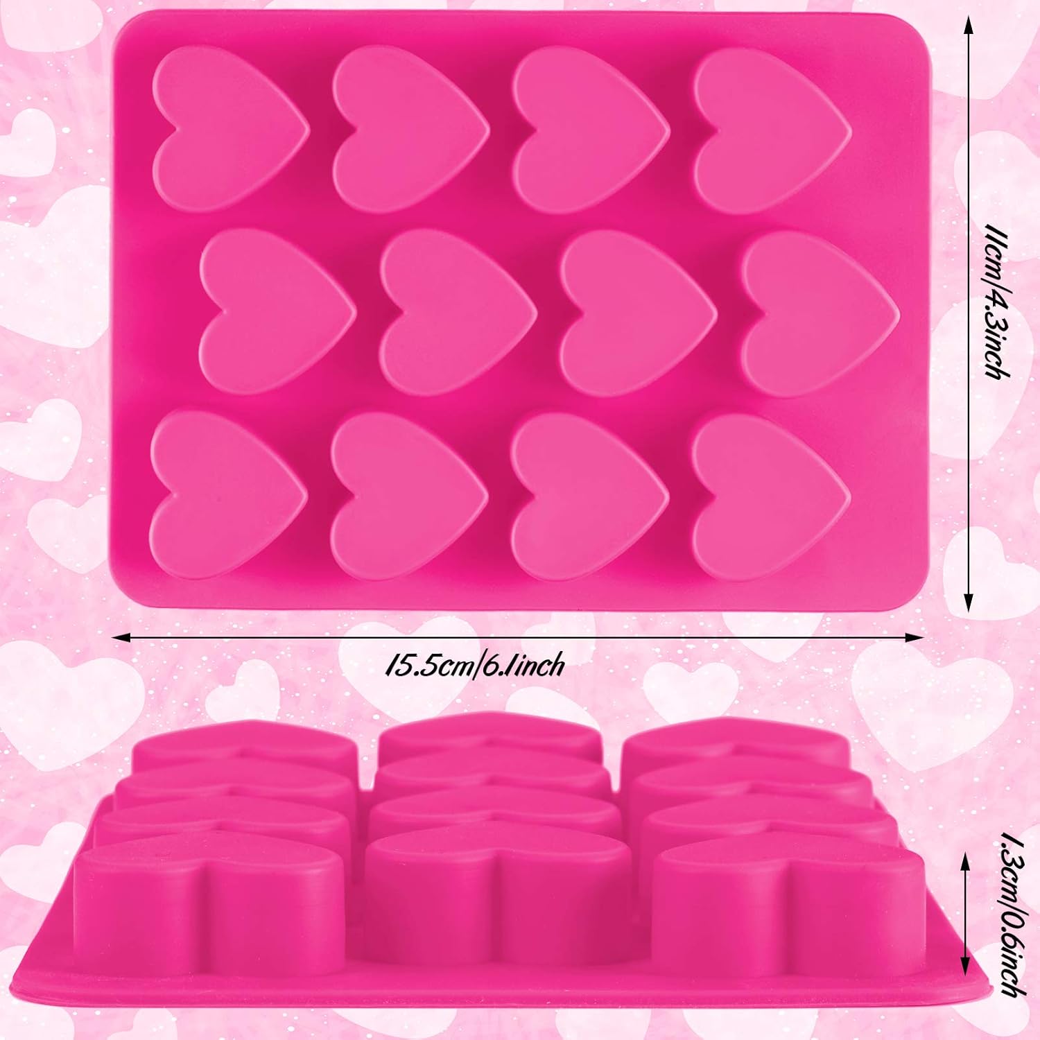 4 Pieces Heart Shaped Silicone Molds Valentine‘s Day Candy Mould Love Chocolate Molds for Valentine Heart Chocolate Candy Ice Cube Soap Cake Decoration