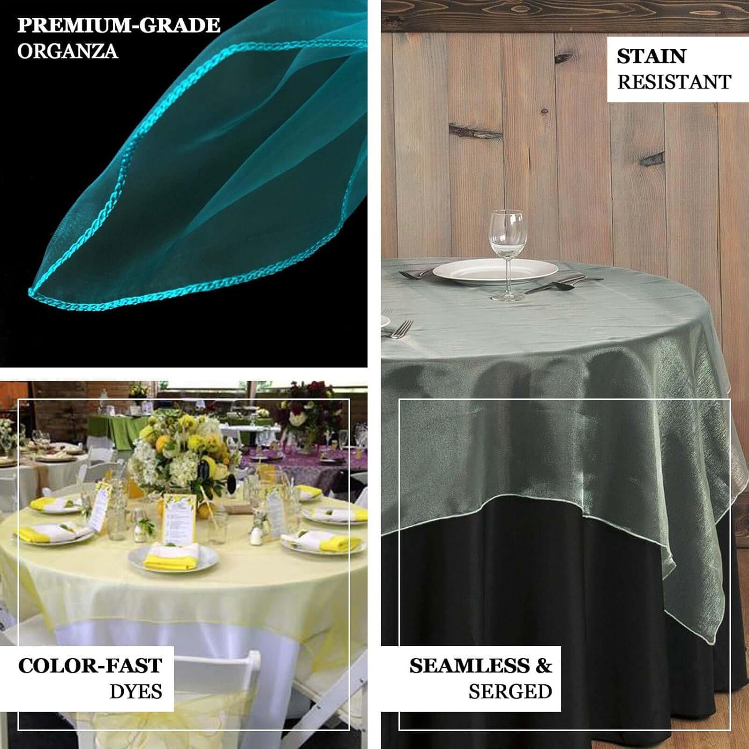 Efavormart 10 Pack Organza Table Overlay 72"x72" Gold - Sheer Table Topper