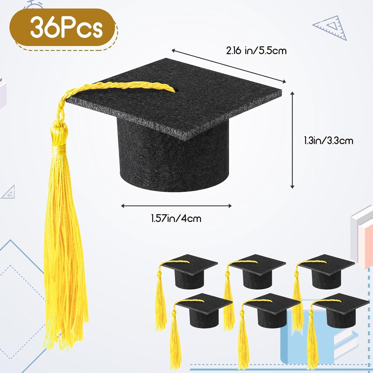 36 Pieces 2026 Mini Graduation Caps with Tassels Graduation Wine Bottle Toppers Black Cap with Gold Tassel