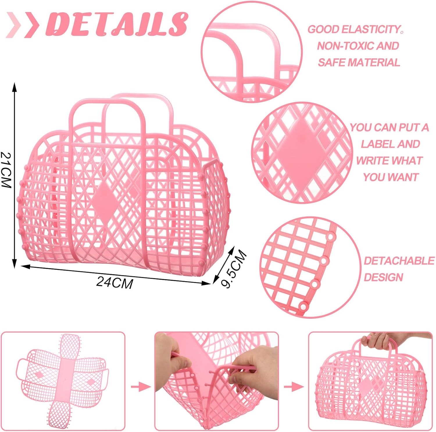 8 Pcs Jelly Bags Bulk Jelly Purse Plastic Basket Party Favor Beach Handbags Easter Egg Basket for Women Girls Kids