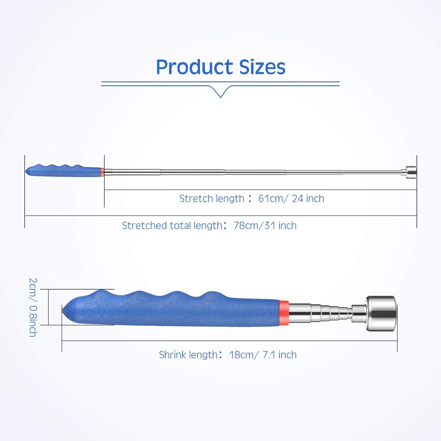Telescoping Magnetic Pickup Tool 20 Lbs Magnet Extension Tool Telescoping 30 Inch Extendable Stick Gadget for Men Suitable for Birthday Valentine's Day Father's Day Christmas Blue and Black,4 Pieces