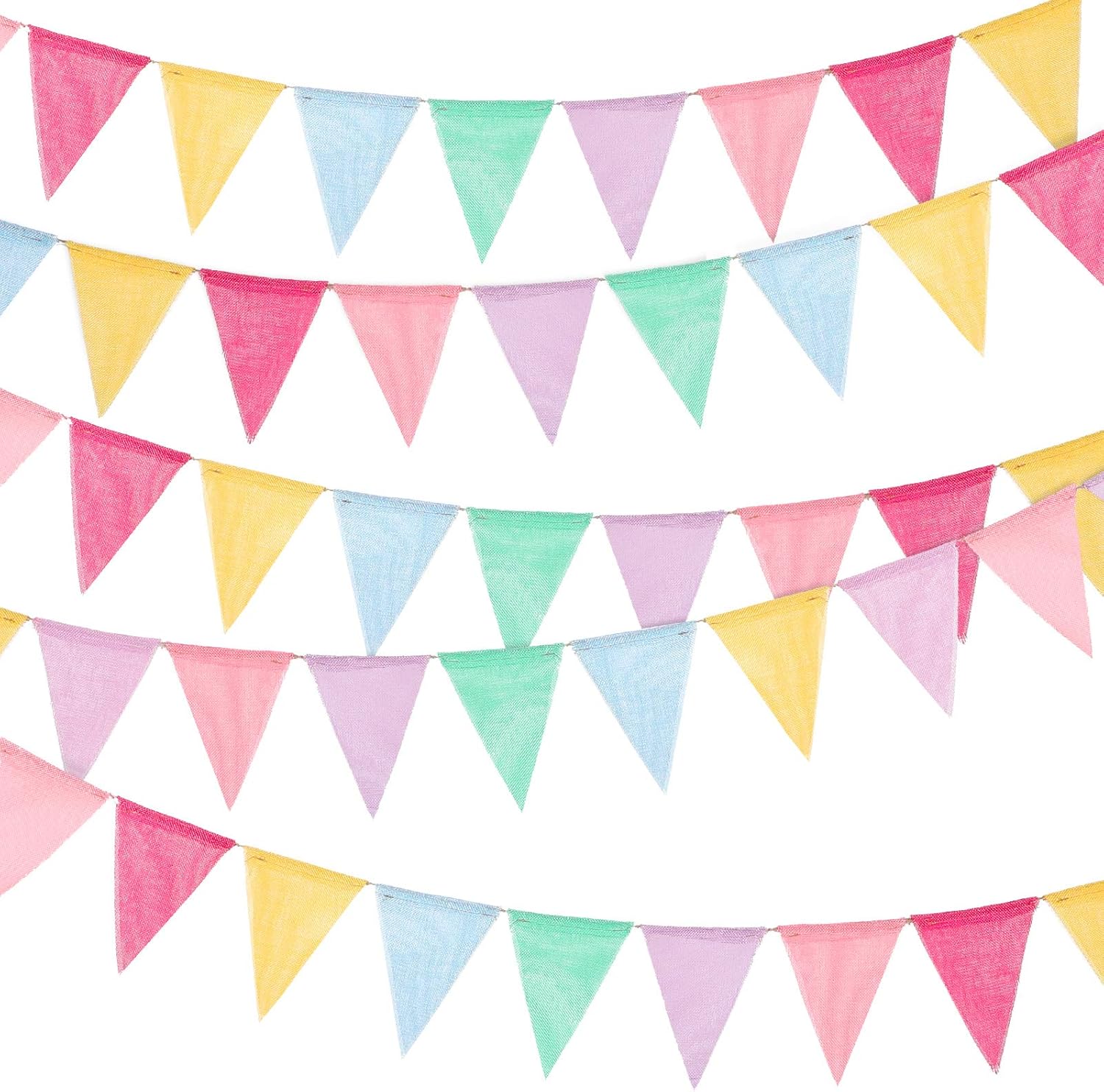 100 Pcs Pastel Pennant Flags Bunting Banner Pastel Fabric Triangle Flag Garland for Birthday Bridal Party Multicolored Decoration Hanging on Wall Ceiling Window Mixed Color
