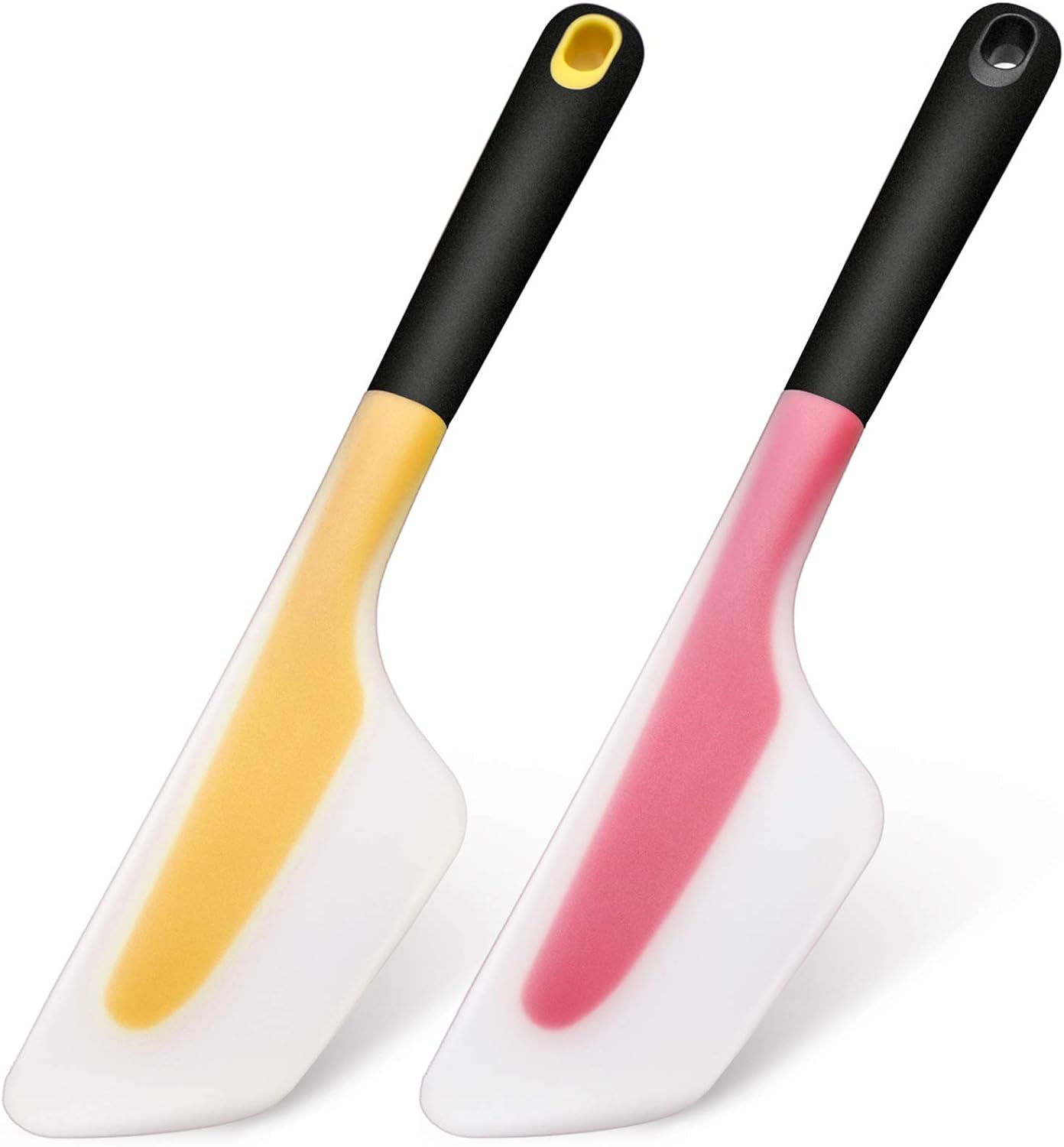2 Pieces Omelette Spatula Kitchen Turner Silicone Flip and Fold Omelette Turner for Kitchen Omelet Pancake Crepes Red and Yellow