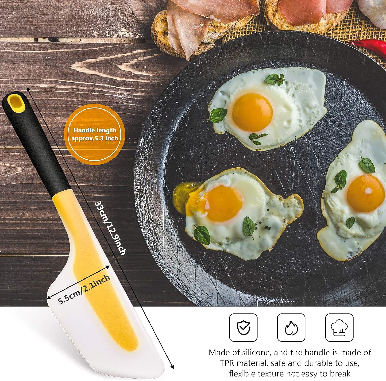 2 Pieces Omelette Spatula Kitchen Turner Silicone Flip and Fold Omelette Turner for Kitchen Omelet Pancake Crepes Red and Yellow