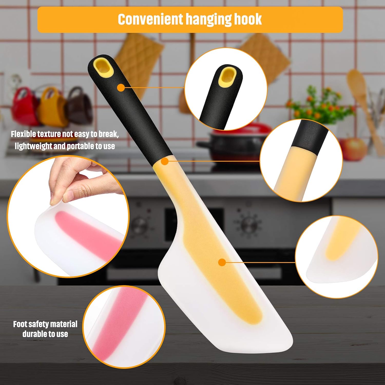 2 Pieces Omelette Spatula Kitchen Turner Silicone Flip and Fold Omelette Turner for Kitchen Omelet Pancake Crepes Red and Yellow