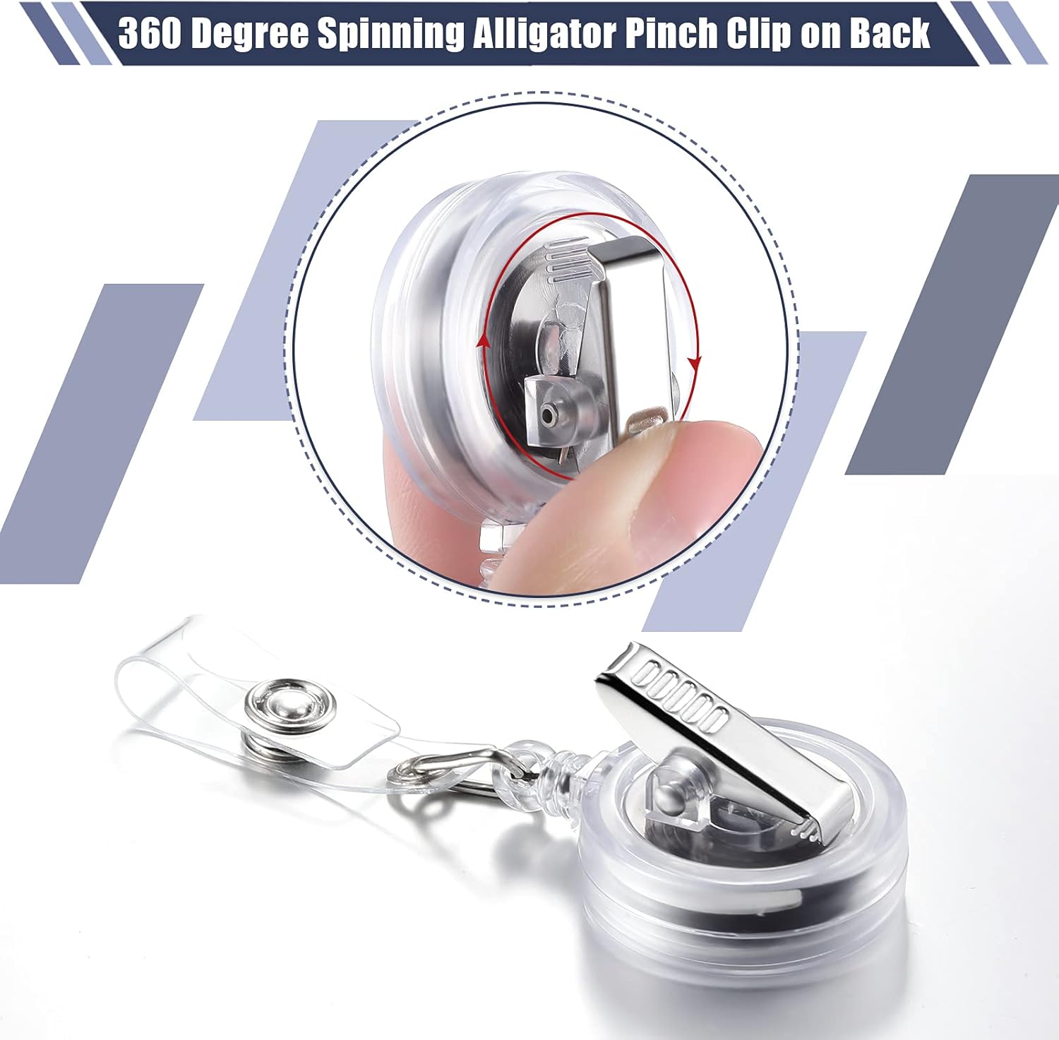 100 Pcs Translucent Retractable Badge Reels Round ID Badge Holders Nursing Name Reels with Swivel Alligator Clip and Vinyl Card Strap for Nurses Volunteer Students Teachers Translucent Clear