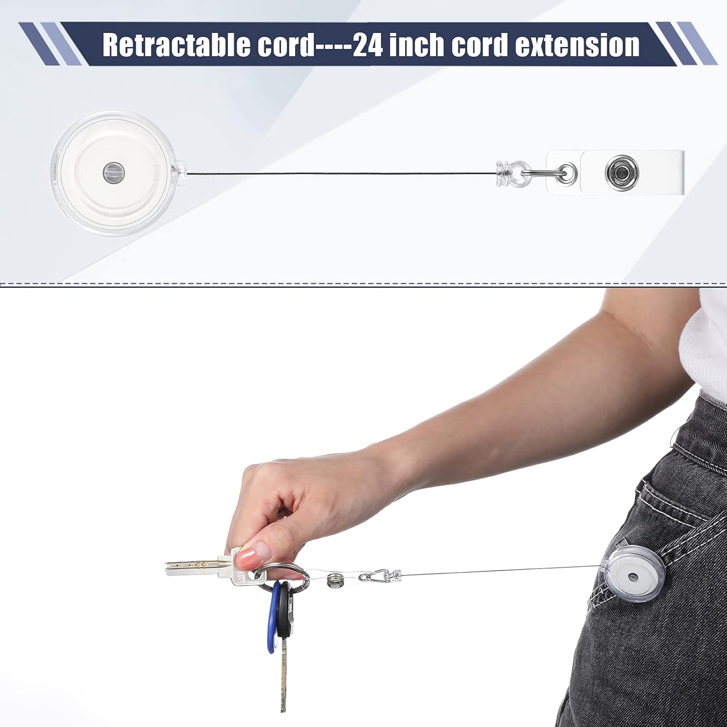 100 Pcs Translucent Retractable Badge Reels Round ID Badge Holders Nursing Name Reels with Swivel Alligator Clip and Vinyl Card Strap for Nurses Volunteer Students Teachers Translucent Clear