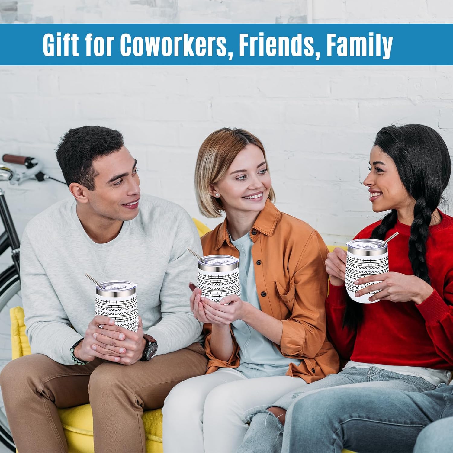 4 Pcs 12 oz Funny Message Coffee Mug Birthday White Elephant Gifts Stainless Steel Insulated Tumblers Wine Cup Gag Gift for for Employee Appreciation Coworkers Friends Father White