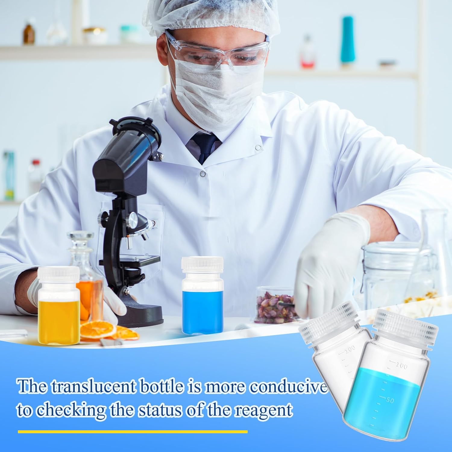 12 Pcs Plastic Sample Bottles with Screw Cap, Liquid Containers with Lid for Lab Reagent Sample Medicine Pill Water Storage, Travel Bottles Clear,3oz 100ml,Wide Mouth-white Scale