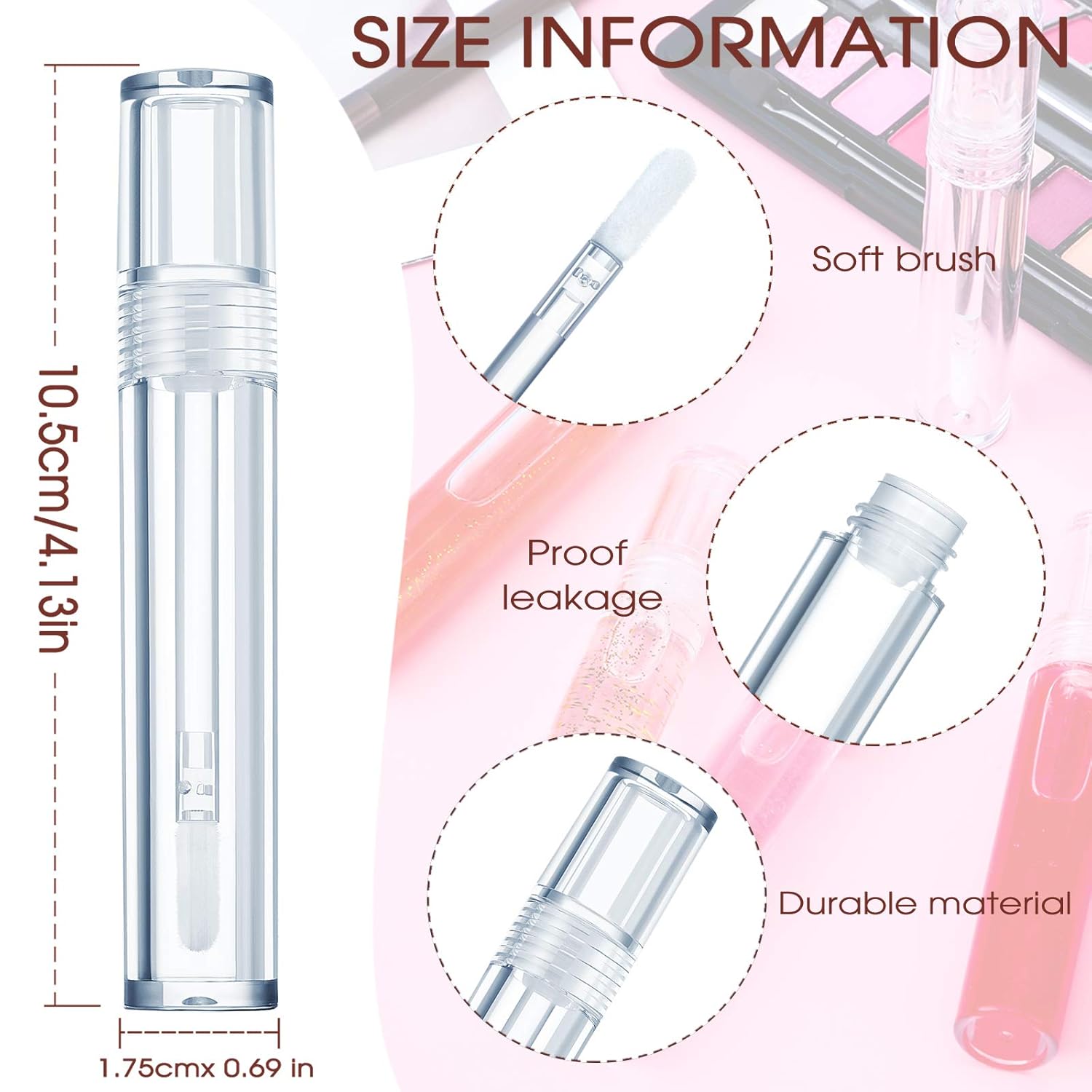 30 Pieces Empty Lip Gloss Tubes 5 ml Transparent Lip Gloss Containers Clear Refillable Lipstick Container Lip Balm Bottles Eyelash Growth Liquid Tube Cosmetic Container with Rubber Stoppers