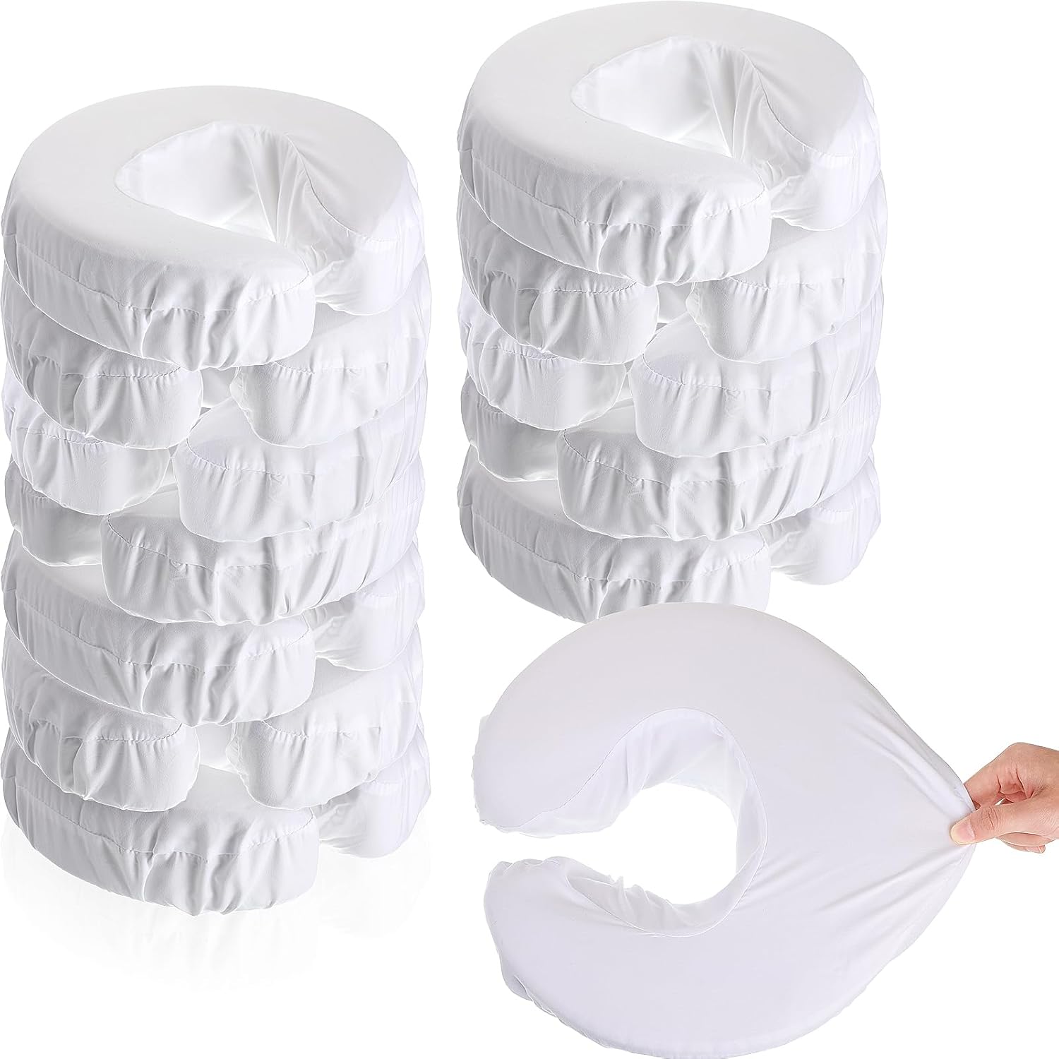 12 Pcs Face Cradle Covers for Massage Head Rest Microfiber Reusable Soft Thicker Massage Table Face Covers Oil Proof Headrest Cradle Sheets for Spa Beauty White