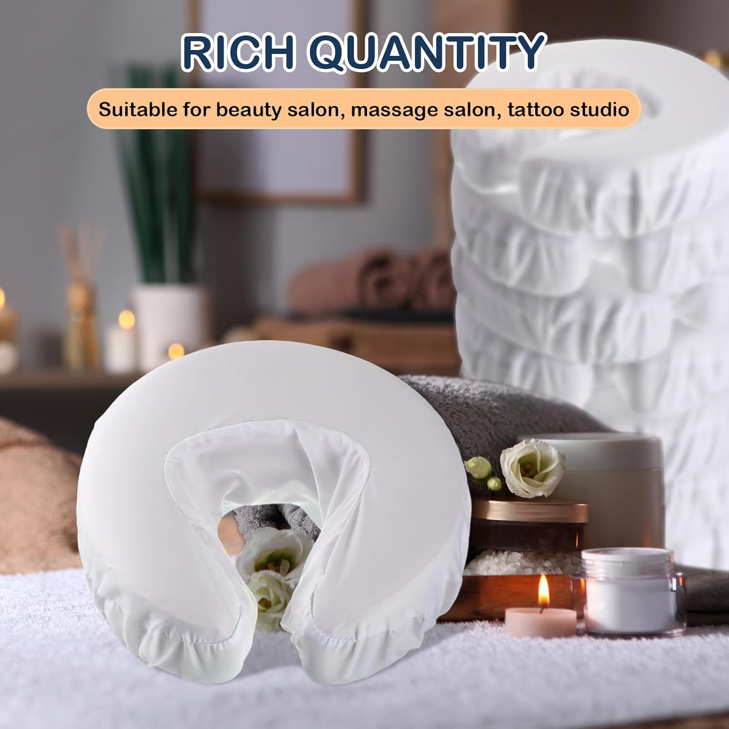 12 Pcs Face Cradle Covers for Massage Head Rest Microfiber Reusable Soft Thicker Massage Table Face Covers Oil Proof Headrest Cradle Sheets for Spa Beauty White