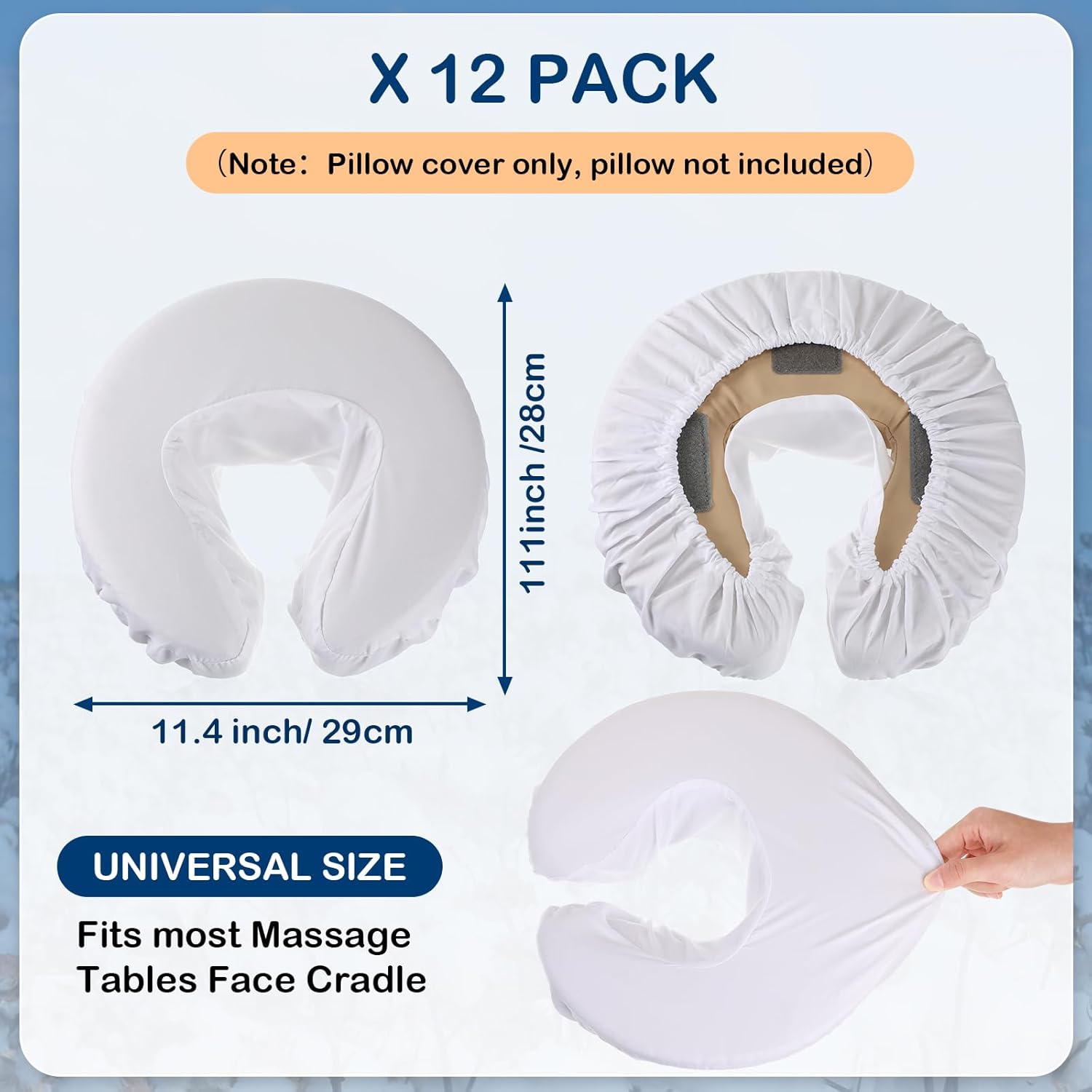 12 Pcs Face Cradle Covers for Massage Head Rest Microfiber Reusable Soft Thicker Massage Table Face Covers Oil Proof Headrest Cradle Sheets for Spa Beauty White