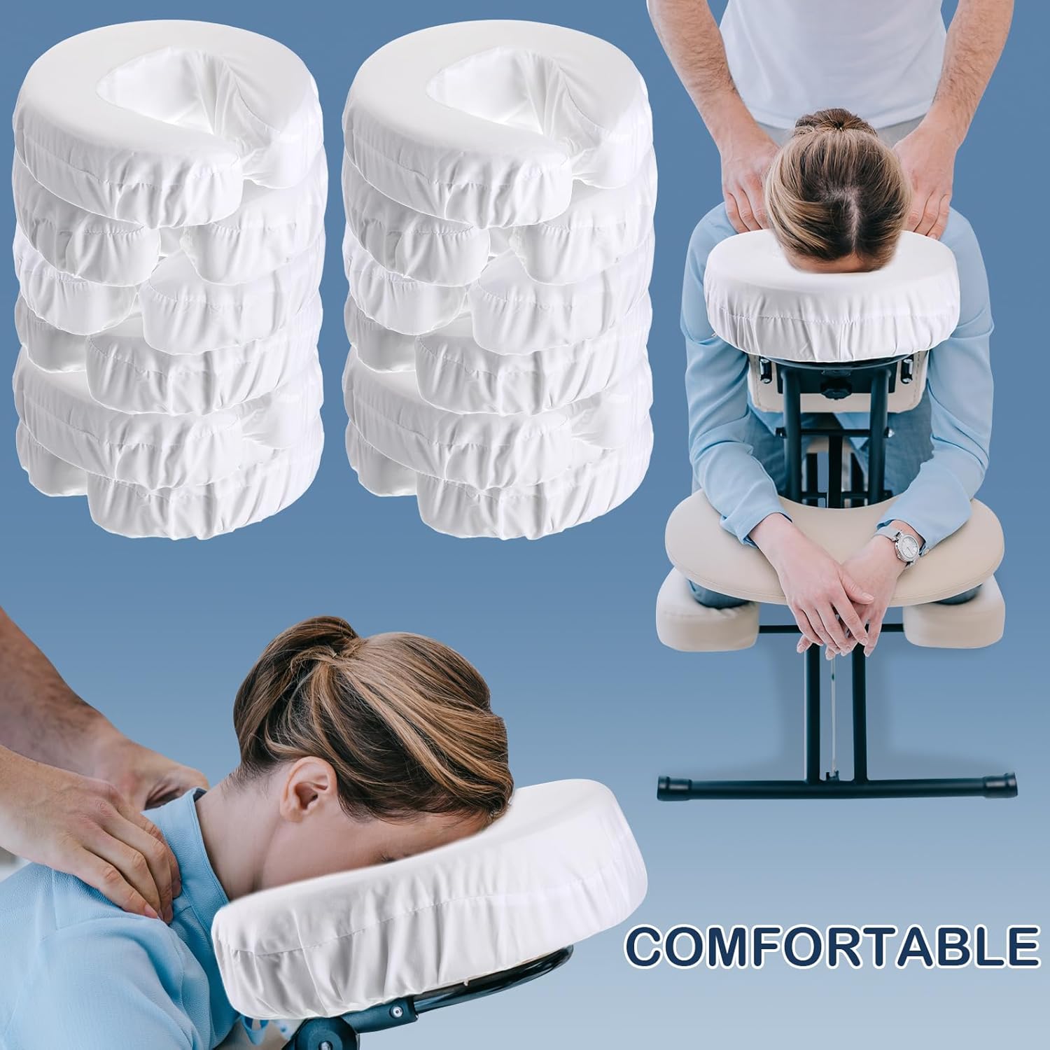 12 Pcs Face Cradle Covers for Massage Head Rest Microfiber Reusable Soft Thicker Massage Table Face Covers Oil Proof Headrest Cradle Sheets for Spa Beauty White