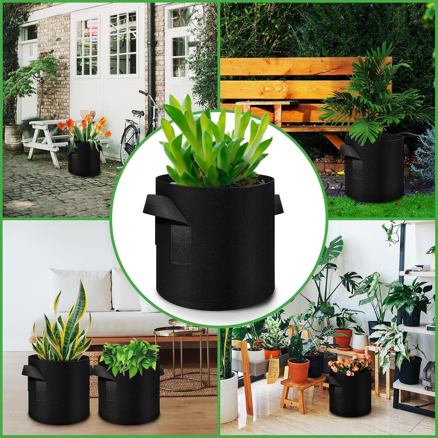 12-Pack 10 Gallon Plant Grow Bags, Thickened Nonwoven Fabric Pots with Handles, Vegetable Planter Bags Containers, Cloth Planters for Garden