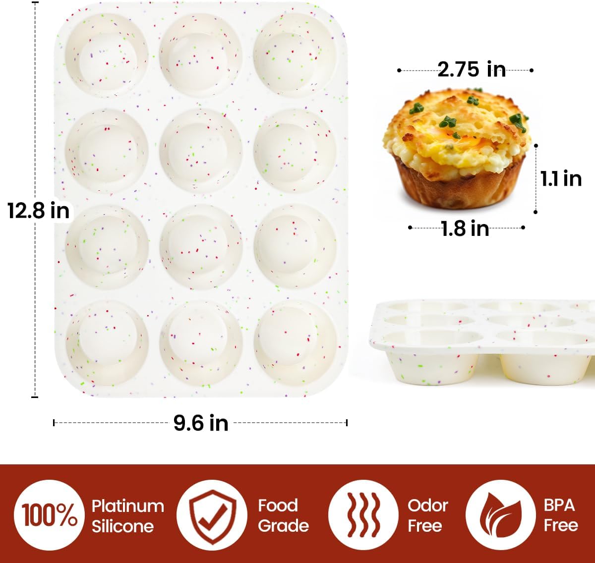 Silicone Jumbo Muffin Pan 6 Cups & Silicone Muffin Pan Regular Size 12 Cups
