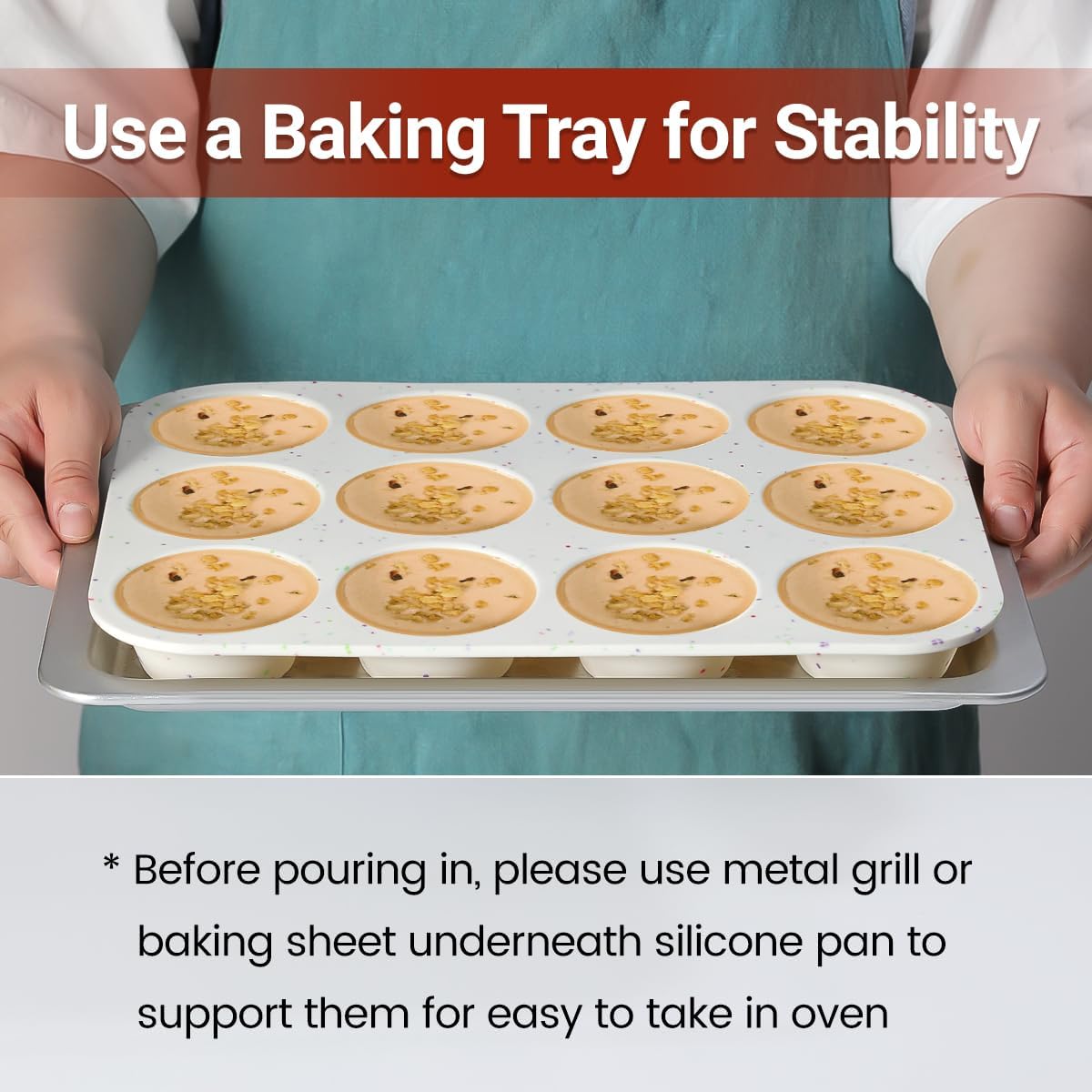 Silicone Jumbo Muffin Pan 6 Cups & Silicone Muffin Pan Regular Size 12 Cups