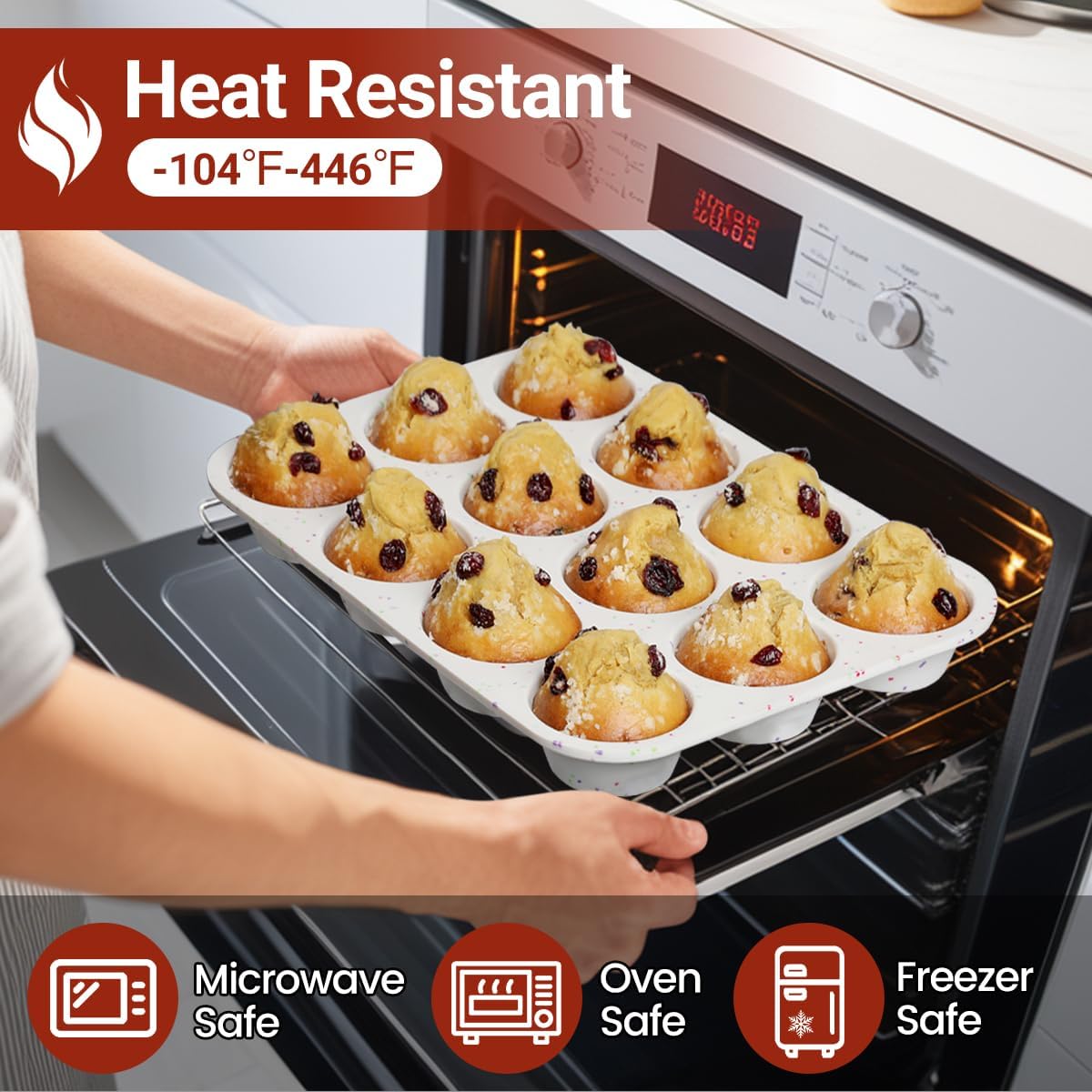 Silicone Jumbo Muffin Pan 6 Cups & Silicone Muffin Pan Regular Size 12 Cups