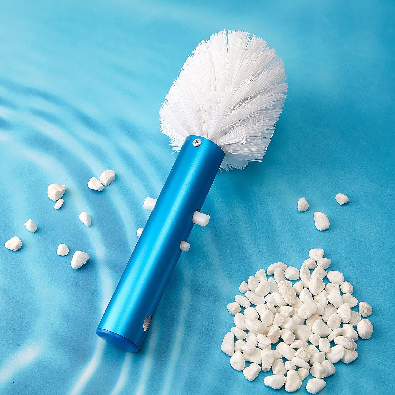 Corner and Step Pool Round Brush, Pool Step and Corner Brush, 180 Degree Rotation Handle Scrub Brush for Inground and Ground Swimming Pool, Spa, Hot Tub, Standard Poles Connection 1 Piece