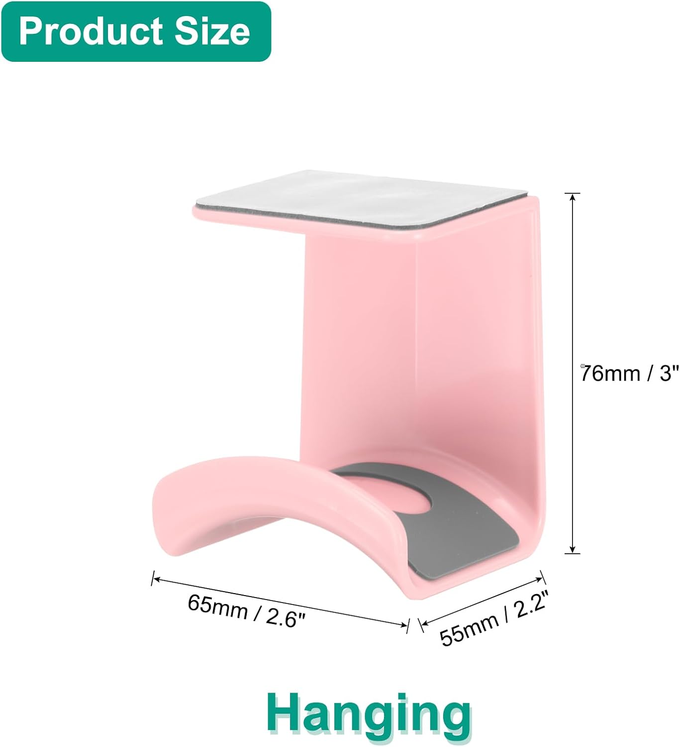 Headphone Stand, 2 Pcs ABS Headset Holder Adhesive Headphone Holder Hook Mount Headphone Hanger Hook Under Desk for Gaming Headphones Earphones Cables, Pink Hanging