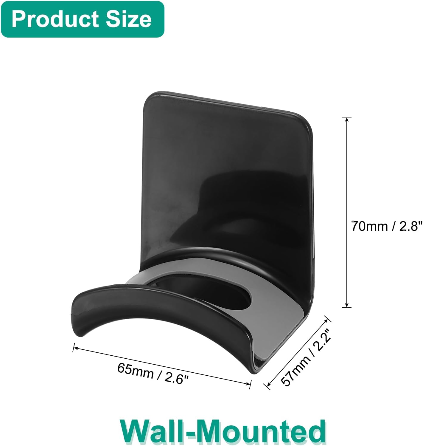 Headphone Stand, 2 Pcs ABS Headset Holder Adhesive Headphone Holder Hook Mount Headphone Hanger Hook Under Desk for Gaming Headphones Earphones Cables, Black Wall-Mounted