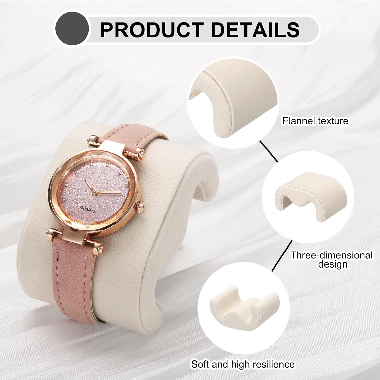 2pcs Watch Case Pillows, m Shaped Watch Display Pillow Velvet Watch Cushion Replacement for Watch Bracelet Display Storage Beige Green