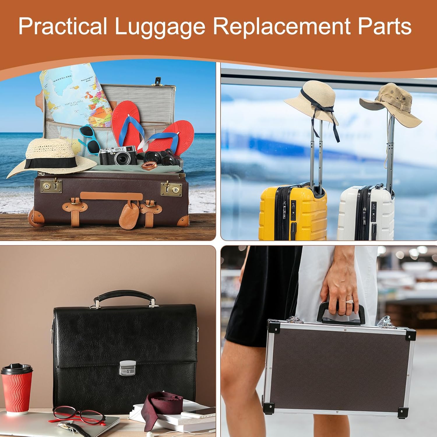 2 Pcs Luggage Handle Replacement 8.5 Inch Suitcase Handle Carry Strap Plastic Pull Handle Grip Luggage Replacement Parts with Screws for Suitcase Box Luggage Case, Dark Grey
