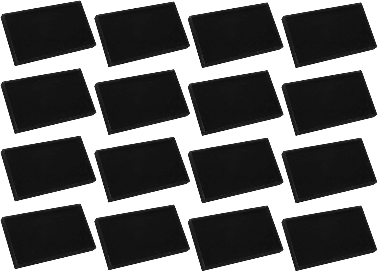 16PCS Jewelry Organizer Tray Stackable, Wooden Jewelry Containers Velvet Drawer Organizer Inserts Holder for Earrings Necklaces Rings Bracelet 8.5" x 5.1" x 1" Black