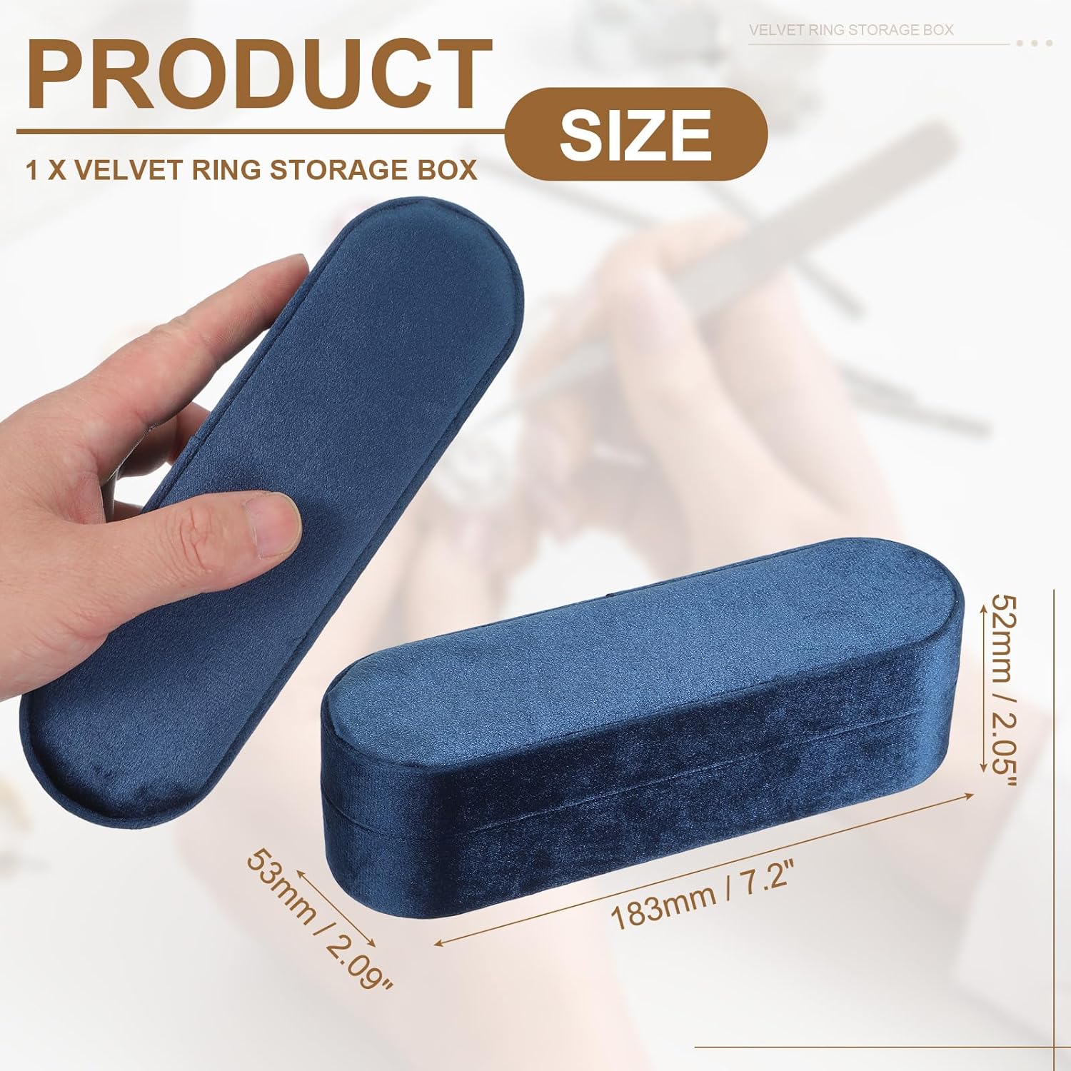 Velvet Ring Box, 11 Slots Travel Jewelry Case Ring Holder Organizer for Women Gift Proposal Christmas, Dark Blue