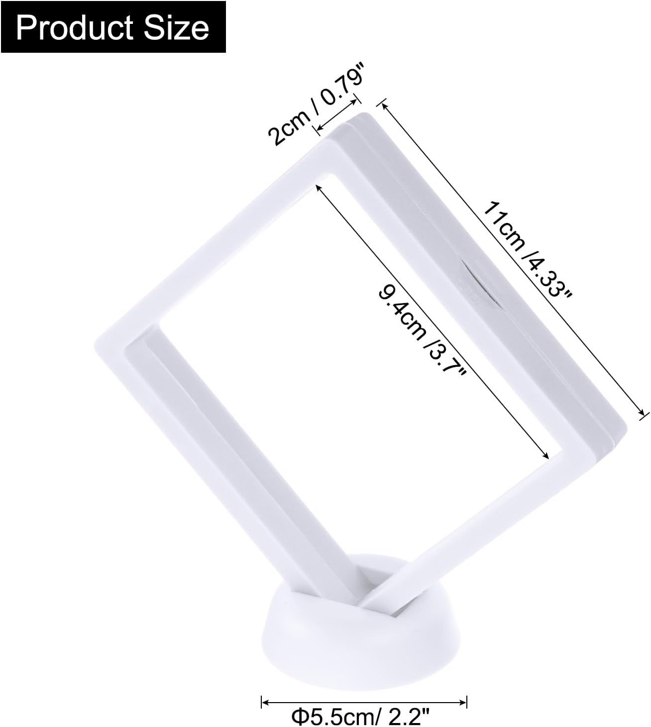 4 Pcs 3D Floating Display Case, 4.33 x 4.33 Inch Floating Frame Display Holder Stand, Transparent PE Jewelry Storage Box, White