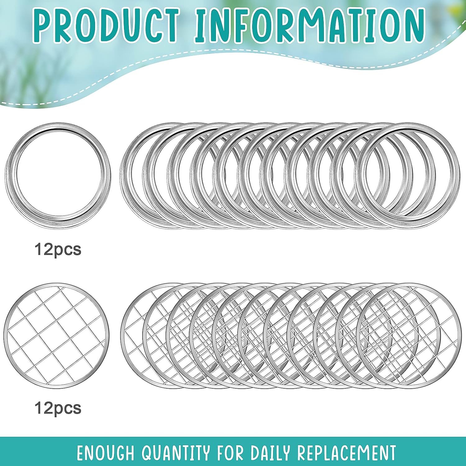 Mason Flower Jar Frog Lid Metal Insert Mason Grid Flower Organizer Frog Lid Insert for Regular Mouth Canning Jars 12 Sets