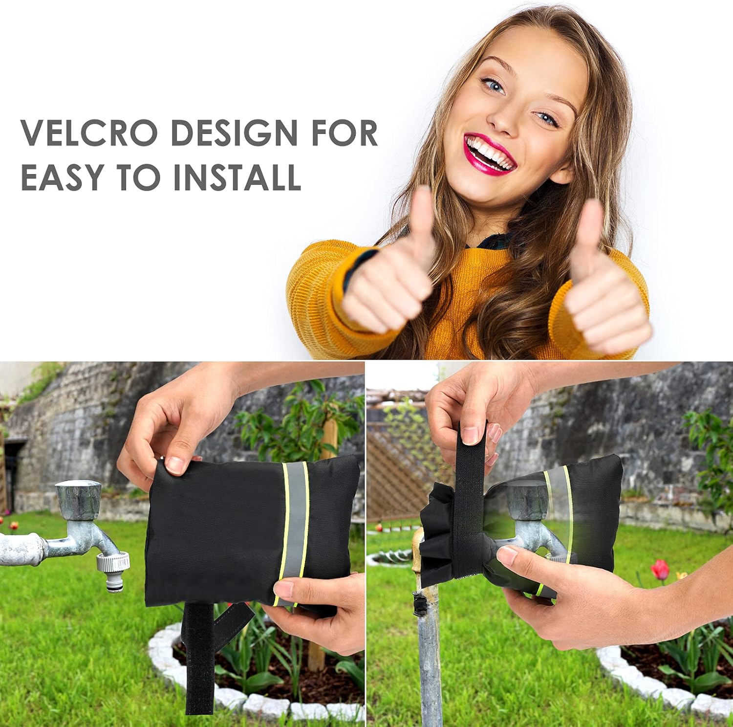 Faucet Cover for Winter Freeze Protection,Spigot Cover with Reflective Strips,Outside Faucet Cover for Cold Weather,Velcro Thickened Anti-Freeze Outdoor Faucet Socks,Reusable Hose Bib Covers