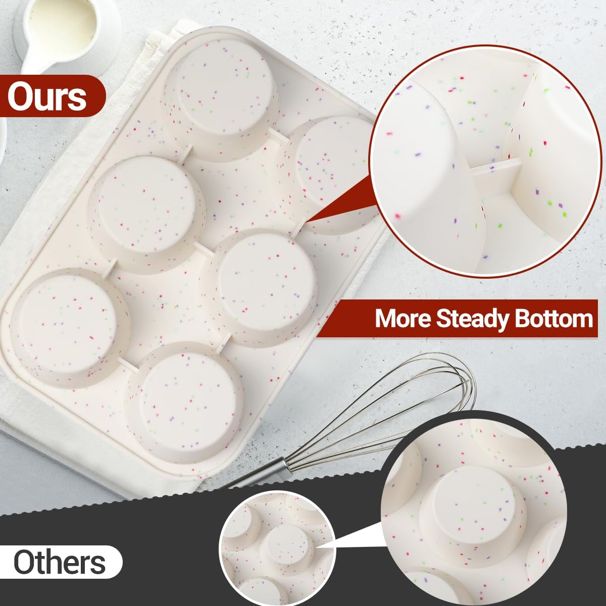 Silicone Jumbo Muffin Pan 6 Cups & Silicone Muffin Pan Regular Size 12 Cups