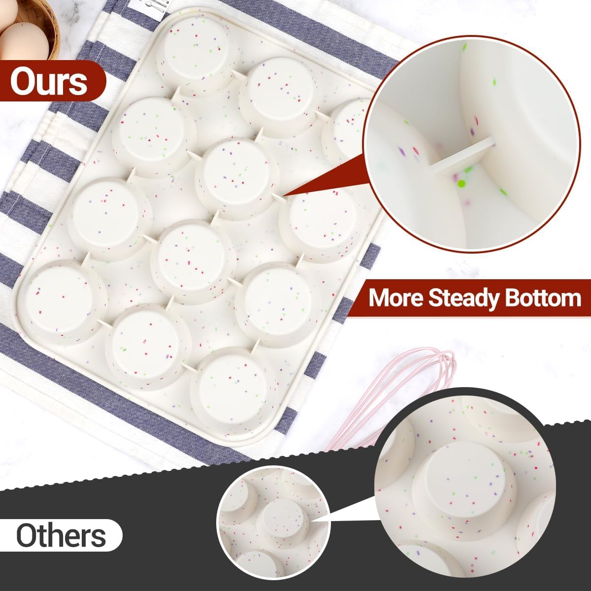 Silicone Jumbo Muffin Pan 6 Cups & Silicone Muffin Pan Regular Size 12 Cups