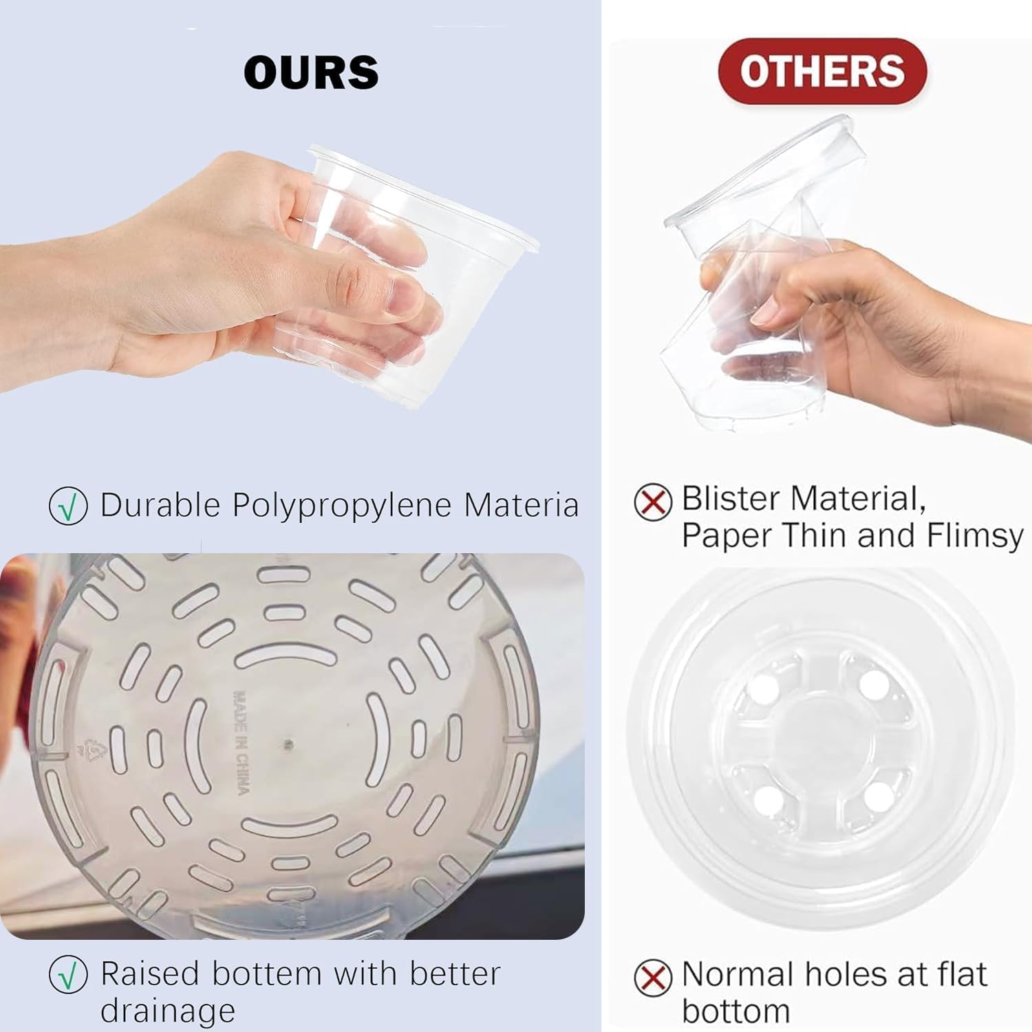 36 Pack 4/5/6/7 Inch Clear Nursery Pots for Plants, Plant Pots with Drainage Holes, Transparent Seedling Pots for Seed Starters Planter Flower