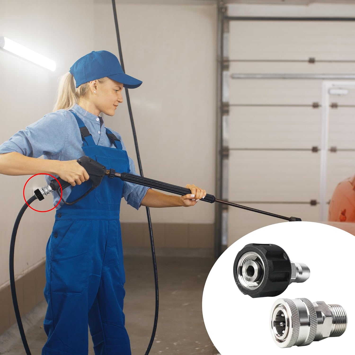 Pressure Washer Adapter Set, Stainless Steel Quick Disconnect Kit with M22 Metric Male Thread Quick Connector, M22 Swivel to 3/8'' Quick Connect, 3/4" to Quick Release, 8 Pack