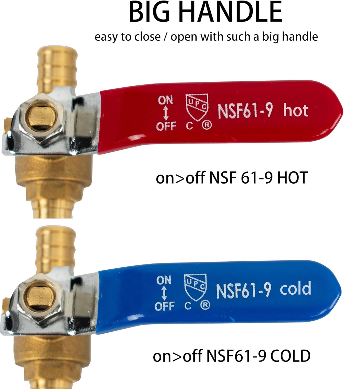 1/2 Inch Pex Full Port Shut Off Ball Valve + 3/4 Inch Pex Full Port Shut Off Ball Valve Hot and Cold