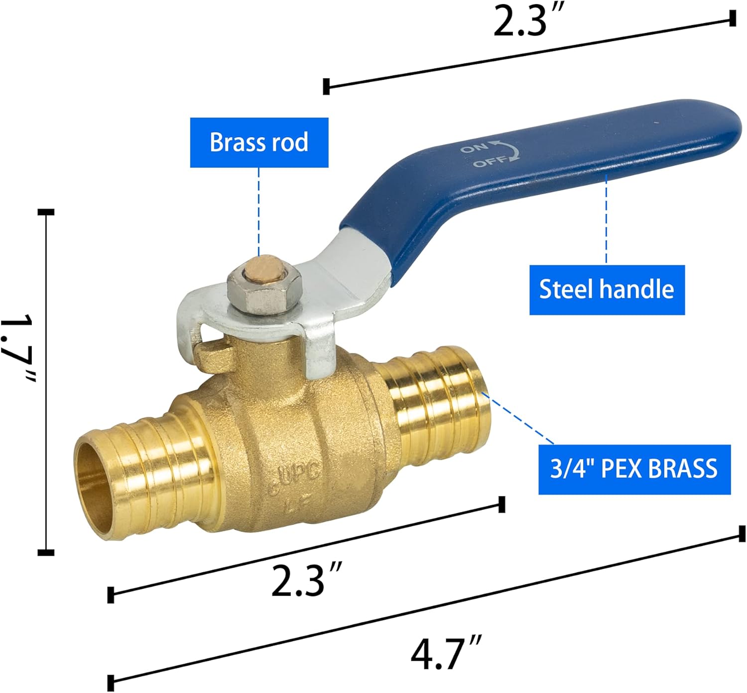 1/2 Inch Pex Full Port Shut Off Ball Valve + 3/4 Inch Pex Full Port Shut Off Ball Valve Hot and Cold