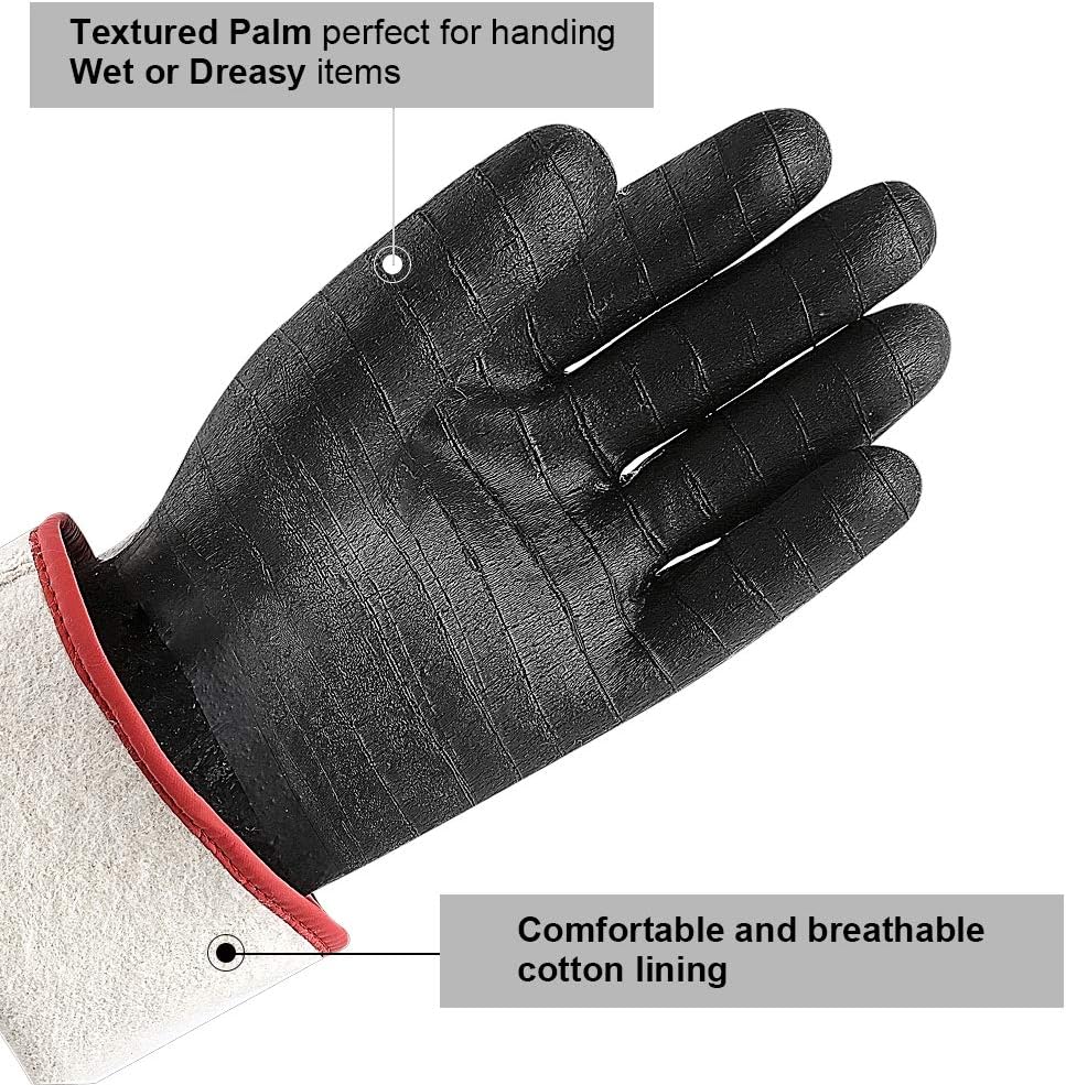 932°F Extreme Heat Resistant Gloves for Grill BBQ, Waterproof Long Sleeve Pit Grill Gloves for Fryer, Baking, Oven,Smoker,Fireproof, Oil Resistant Neoprene Coating 14-Inch
