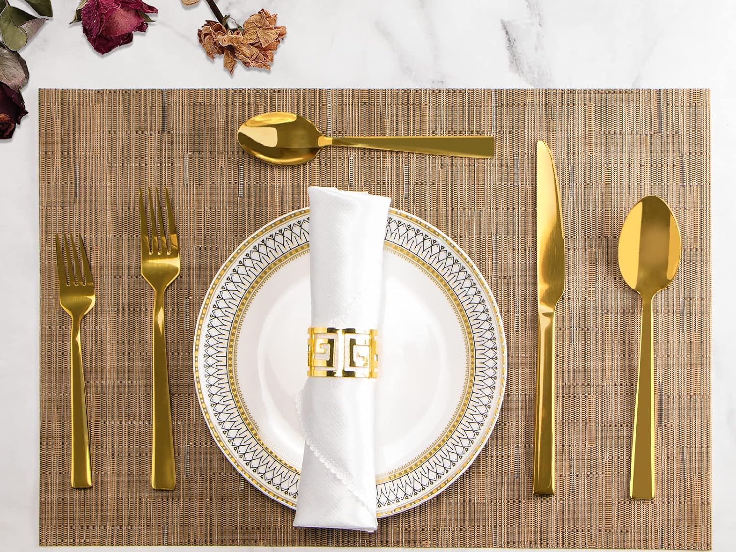 Gold Silverware Set, 40 Piece Stainless Steel Flatware Cutlery Set Service for 8 Luxury Square Tableware Thick Knife Fork Spoon for Home Kitchen Restaurant Wedding, Mirror Polished