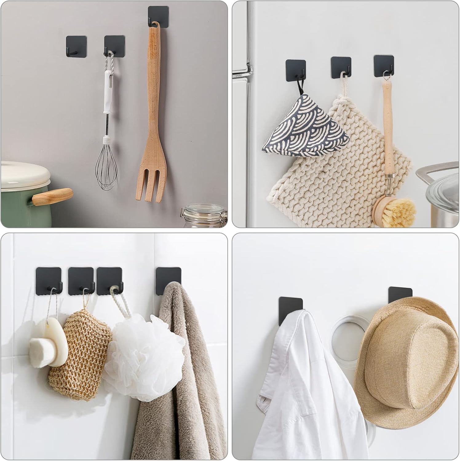 2 Types of Black Adhesive Hooks Bundle