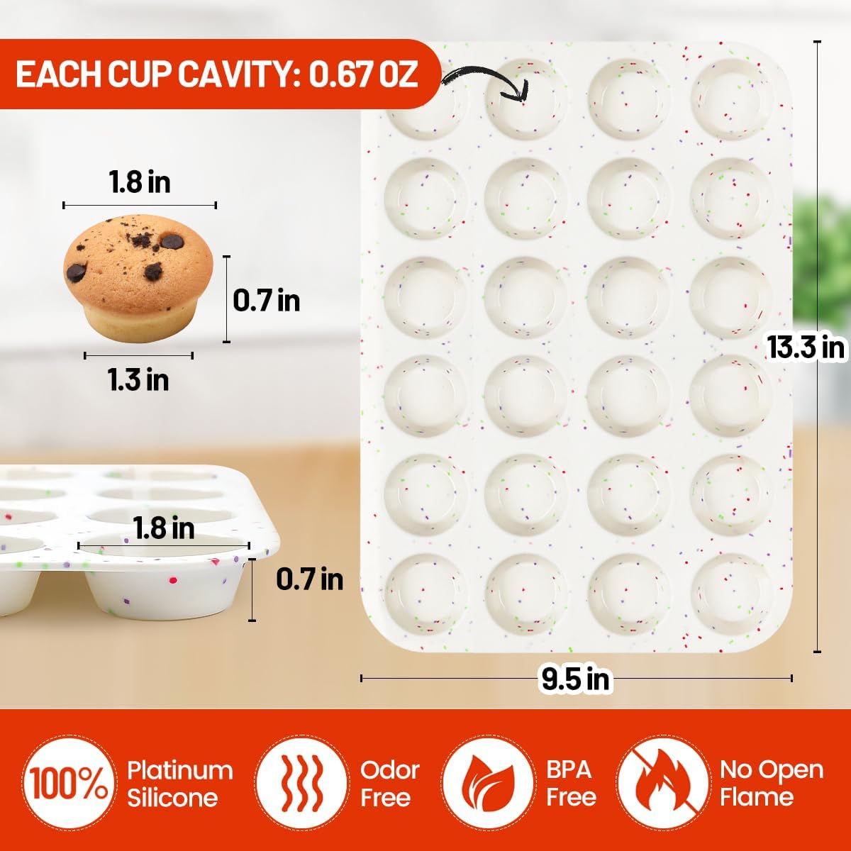 Silicone Mini Muffin Pan 24 Cups & Silicone Jumbo Muffin Pan 6 Cups