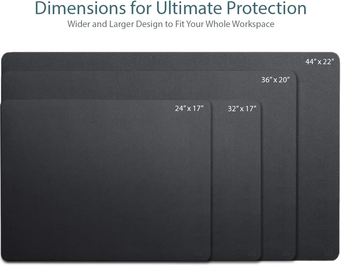 Leather Desk Pad 36" x 20", Office Desk Mat Waterproof Black - Premium Quality - Smooth Mouse Writing Surface - Maximum Protection Dual-Sided Pu Leather Blotter for Desk Office/Home