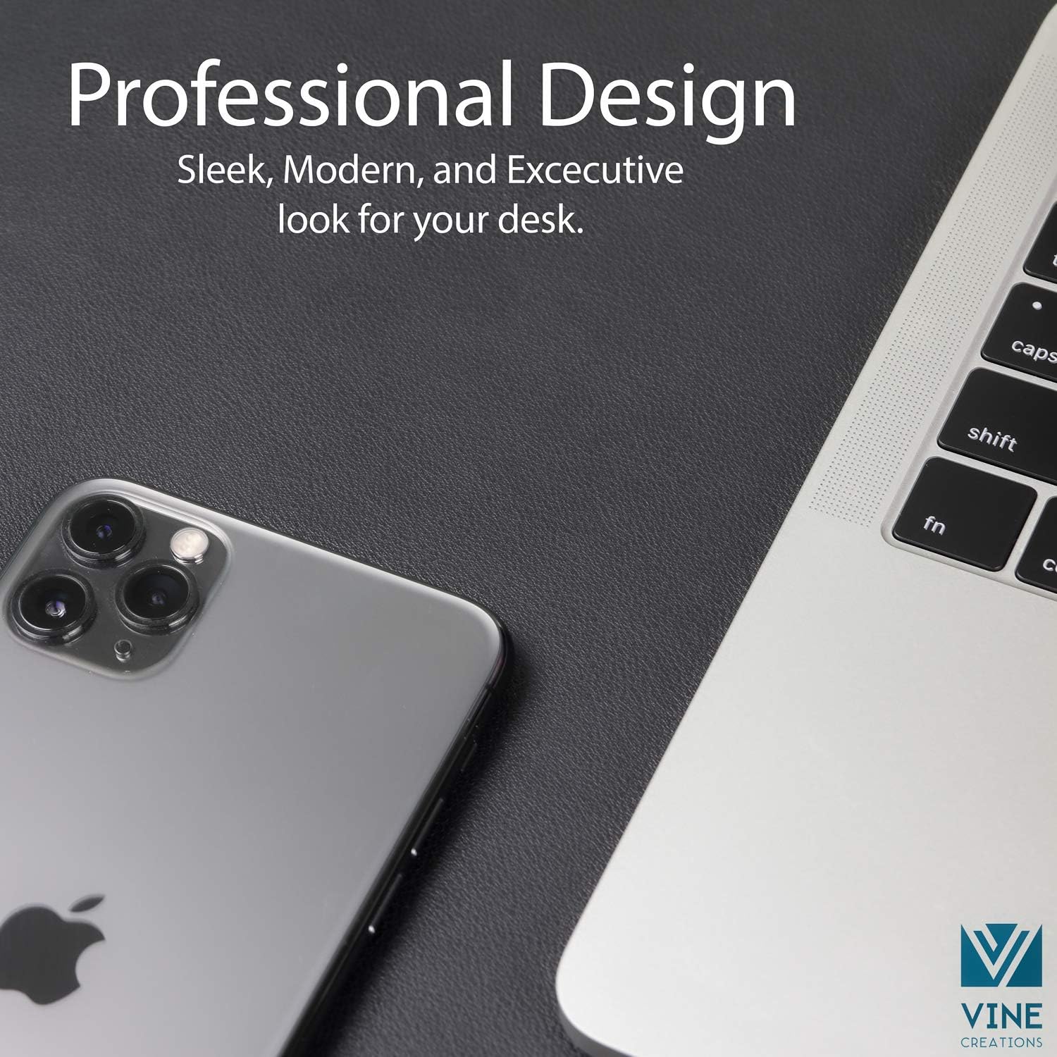 Leather Desk Pad 36" x 20", Office Desk Mat Waterproof Black - Premium Quality - Smooth Mouse Writing Surface - Maximum Protection Dual-Sided Pu Leather Blotter for Desk Office/Home