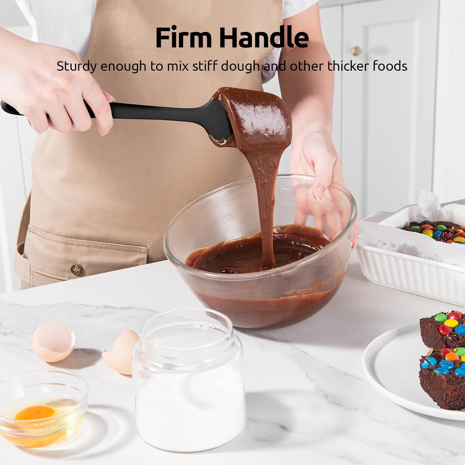 Silicone Spatula Set with 600 Degrees Fahrenheit Heat Resistant Black