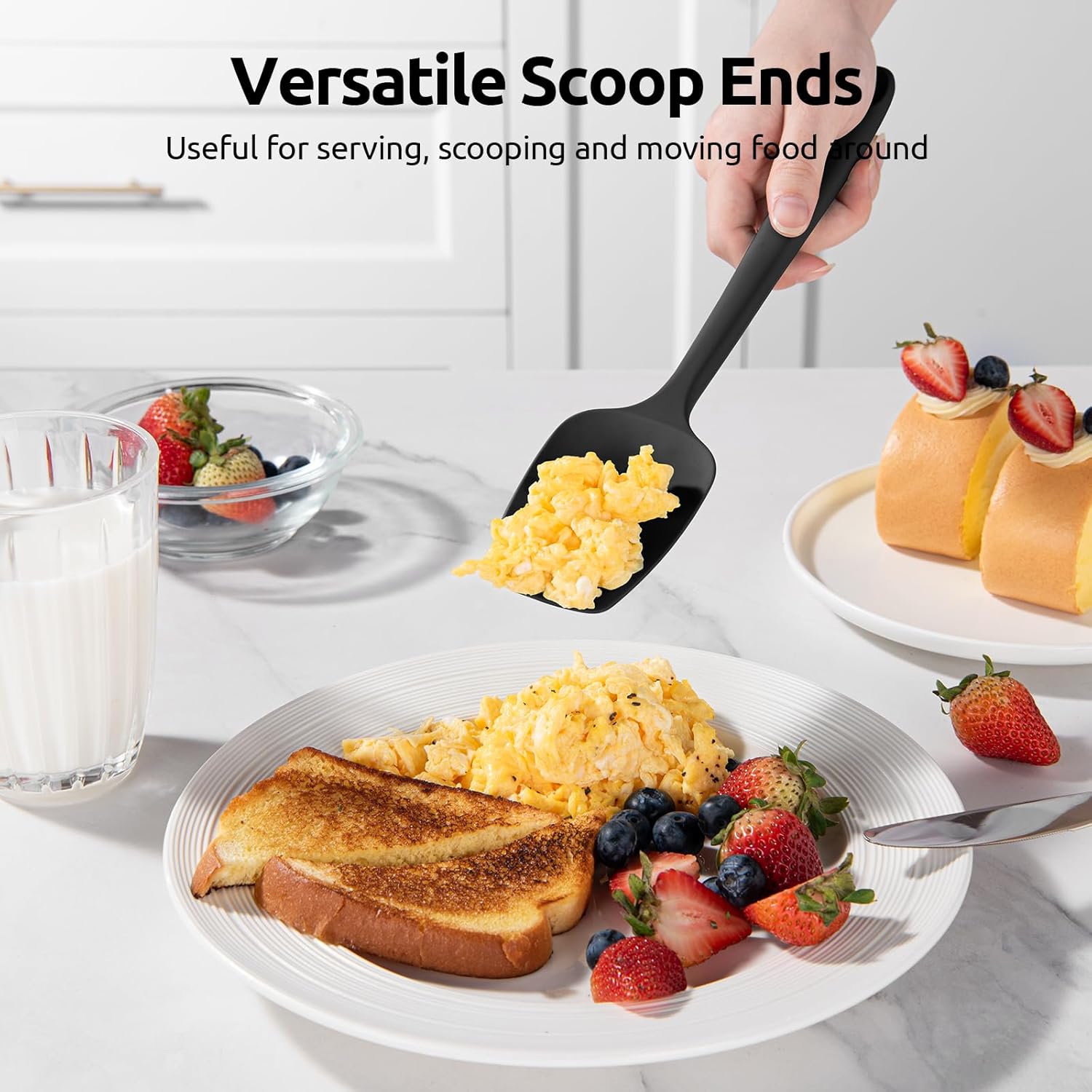 Silicone Spatula Set with 600 Degrees Fahrenheit Heat Resistant Black