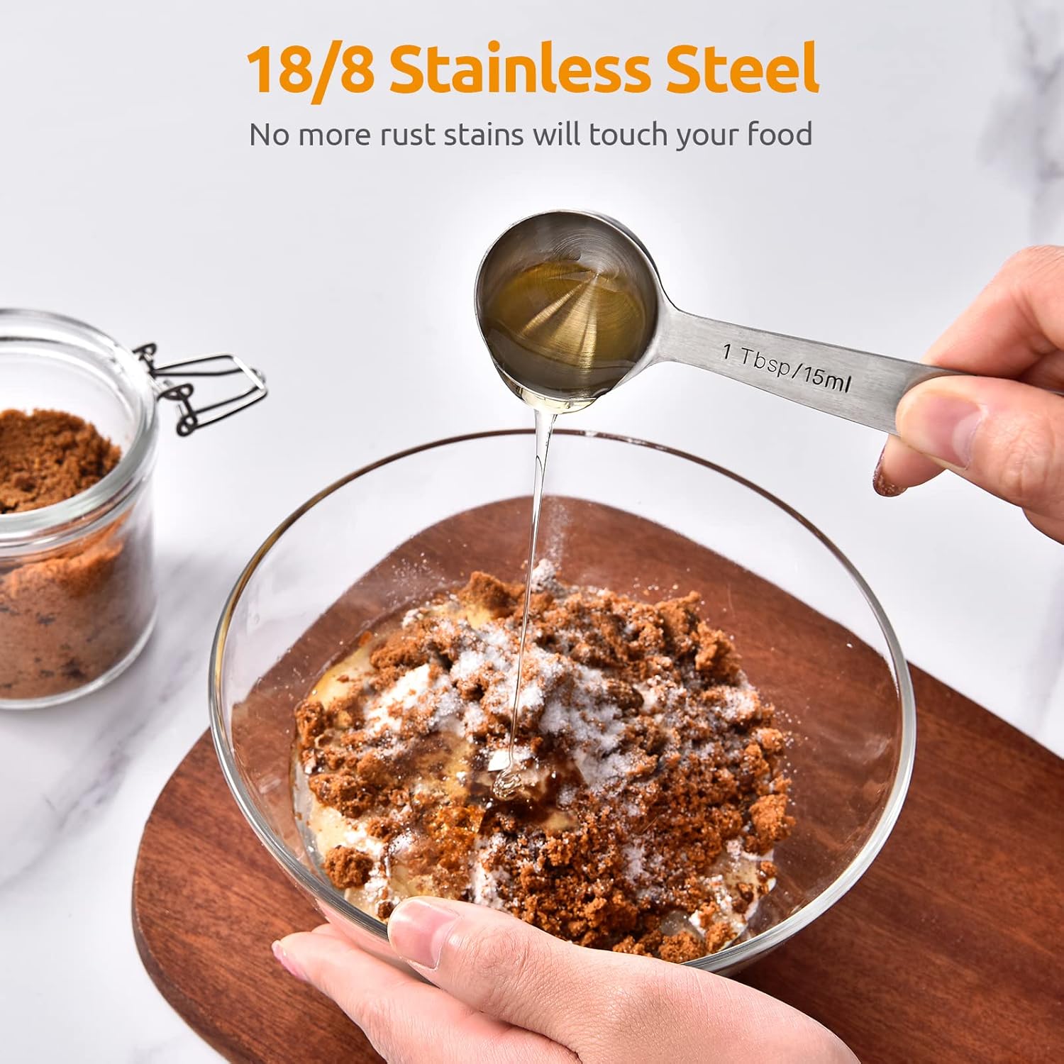 Measuring Spoons: 18/8 Stainless Steel Measuring Spoons Set of 9 Piece: 1/16 TSP, 1/8 TSP, 1/4 TSP, 1/3 TSP, 1/2 TSP, 3/4 TSP, 1 TSP, 1/2 tbsp & 1 tbsp Dry and Liquid Ingredients