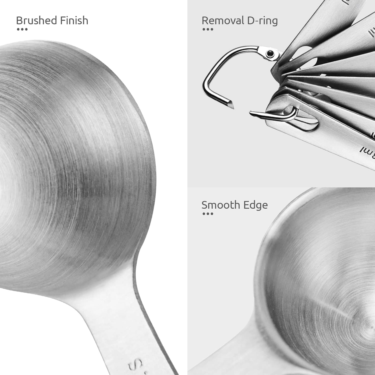 Measuring Spoons: 18/8 Stainless Steel Measuring Spoons Set of 9 Piece: 1/16 TSP, 1/8 TSP, 1/4 TSP, 1/3 TSP, 1/2 TSP, 3/4 TSP, 1 TSP, 1/2 tbsp & 1 tbsp Dry and Liquid Ingredients
