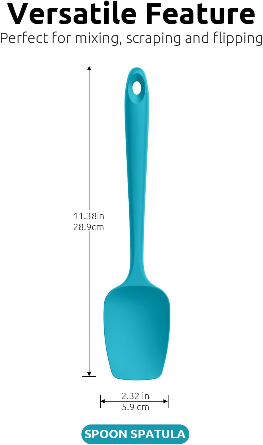 Silicone Spoon Spatula Set, 600ºF High Heat Resistant Food Grade Flexible Rubber Scraper, Cooking Mixing Baking Kitchen Utensils Set of 3 Multicolors