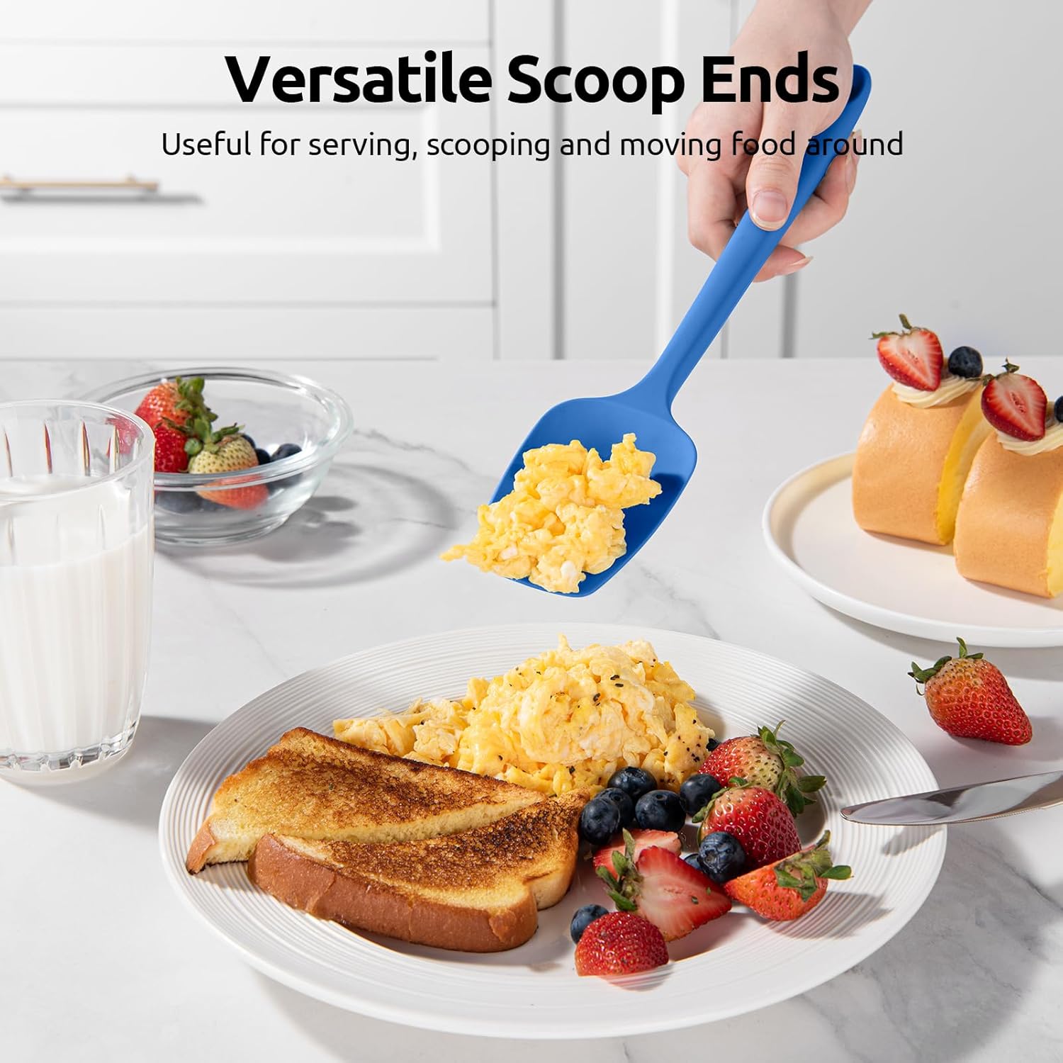 Silicone Spoon Spatula Set, 600ºF High Heat Resistant Food Grade Flexible Rubber Scraper, Cooking Mixing Baking Kitchen Utensils Set of 3 Multicolors